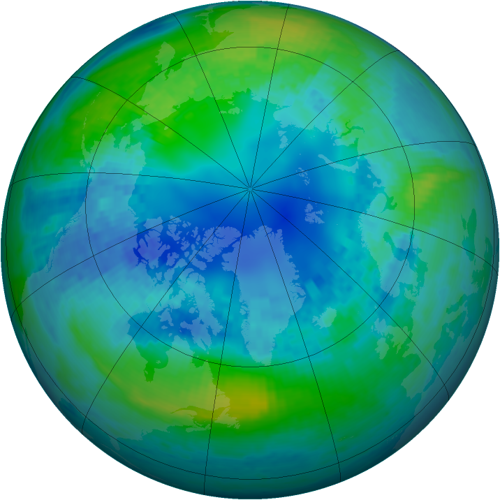 Arctic ozone map for 22 October 2002